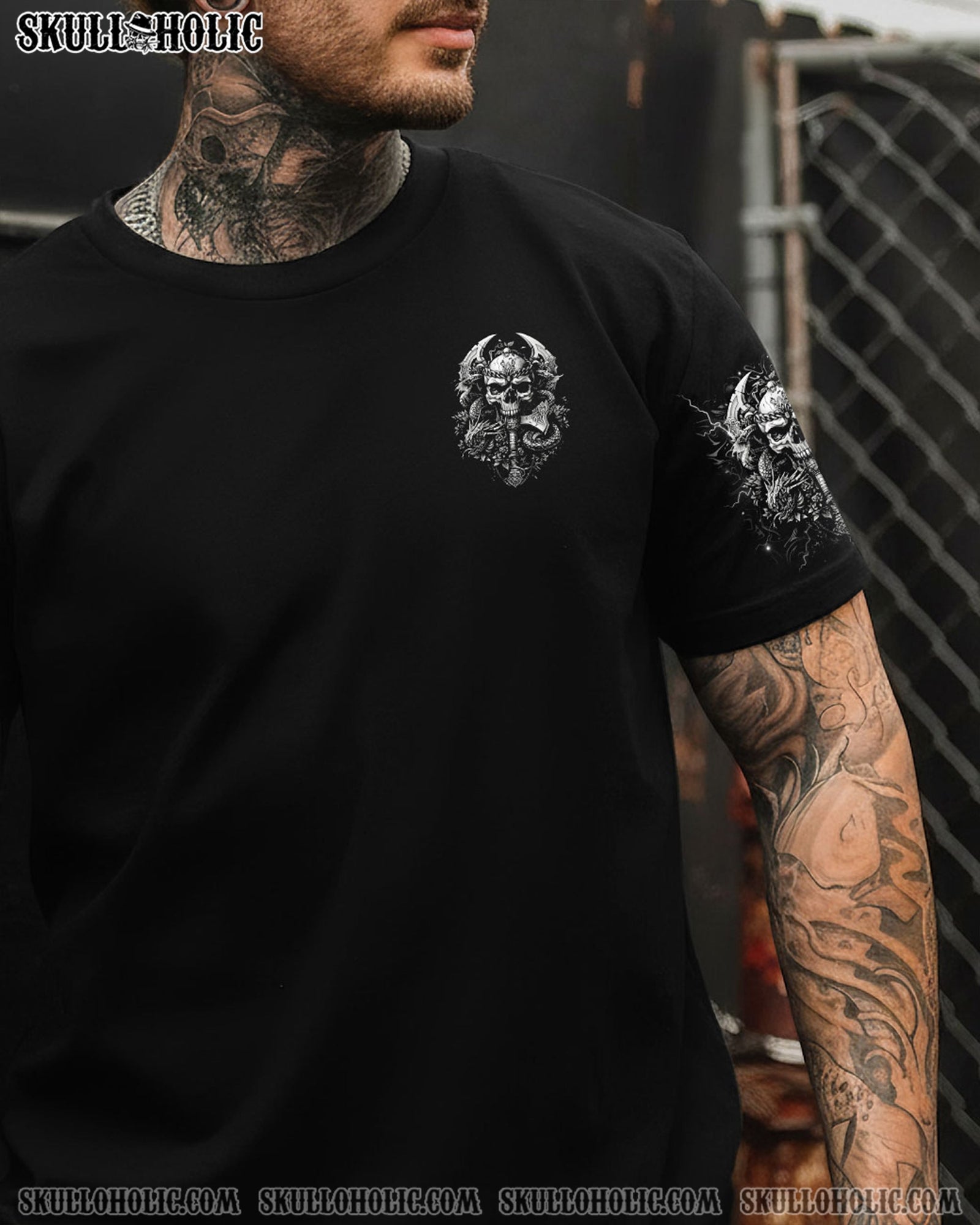 BLISSCORNERS HELLO DARKNESS MY OLD FRIEND AXE SKULL ALL OVER PRINT