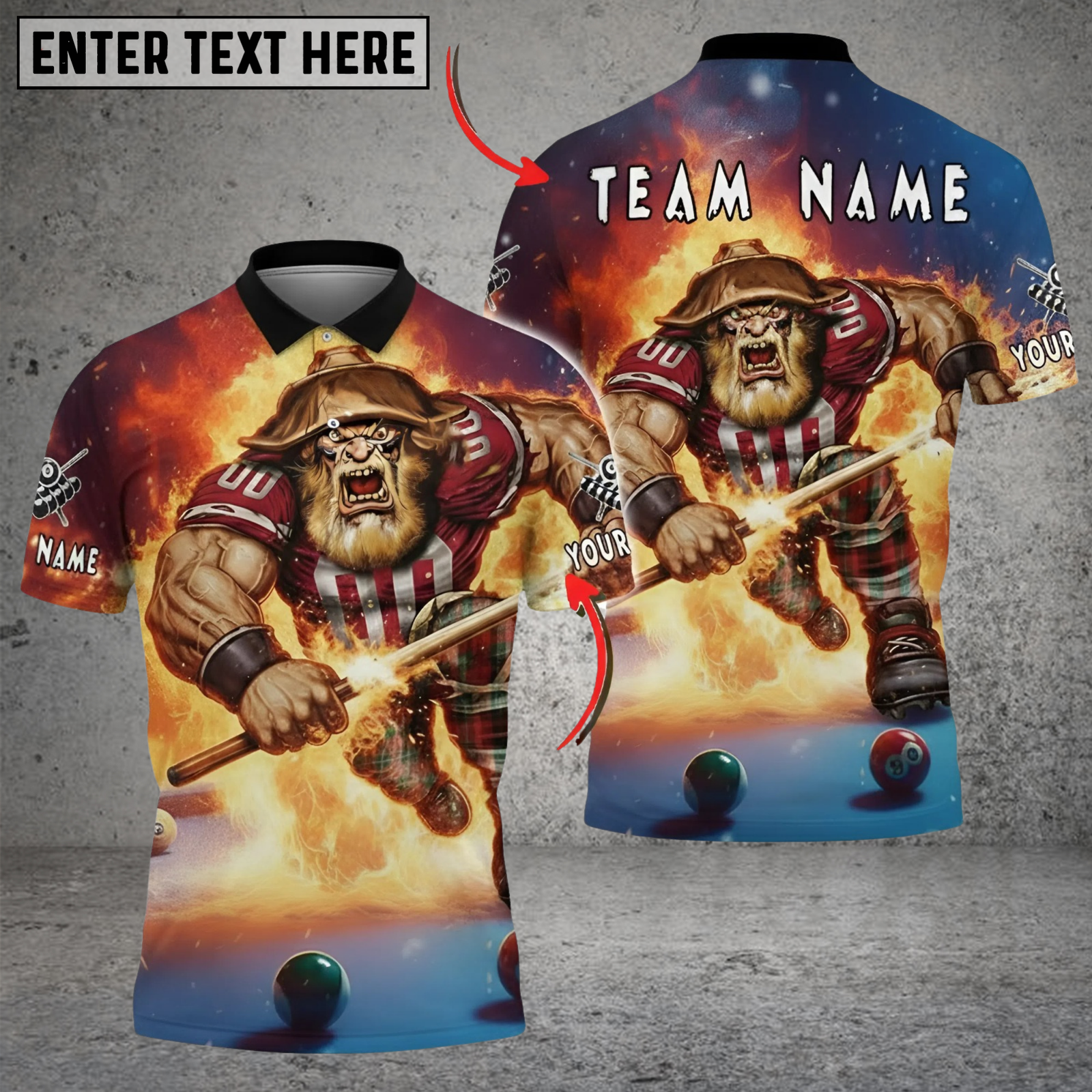 Blisscorners Billiard Gridiron Orc Mascot Personalized Name 3D Unisex Shirt