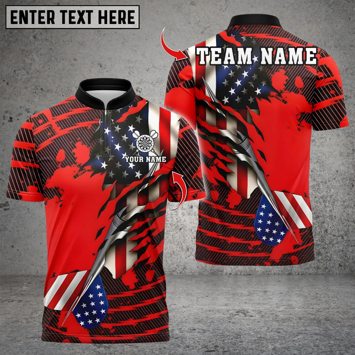 Blisscorners Darts American Flag Dartboard Personalized Name 3D Unisex Shirt