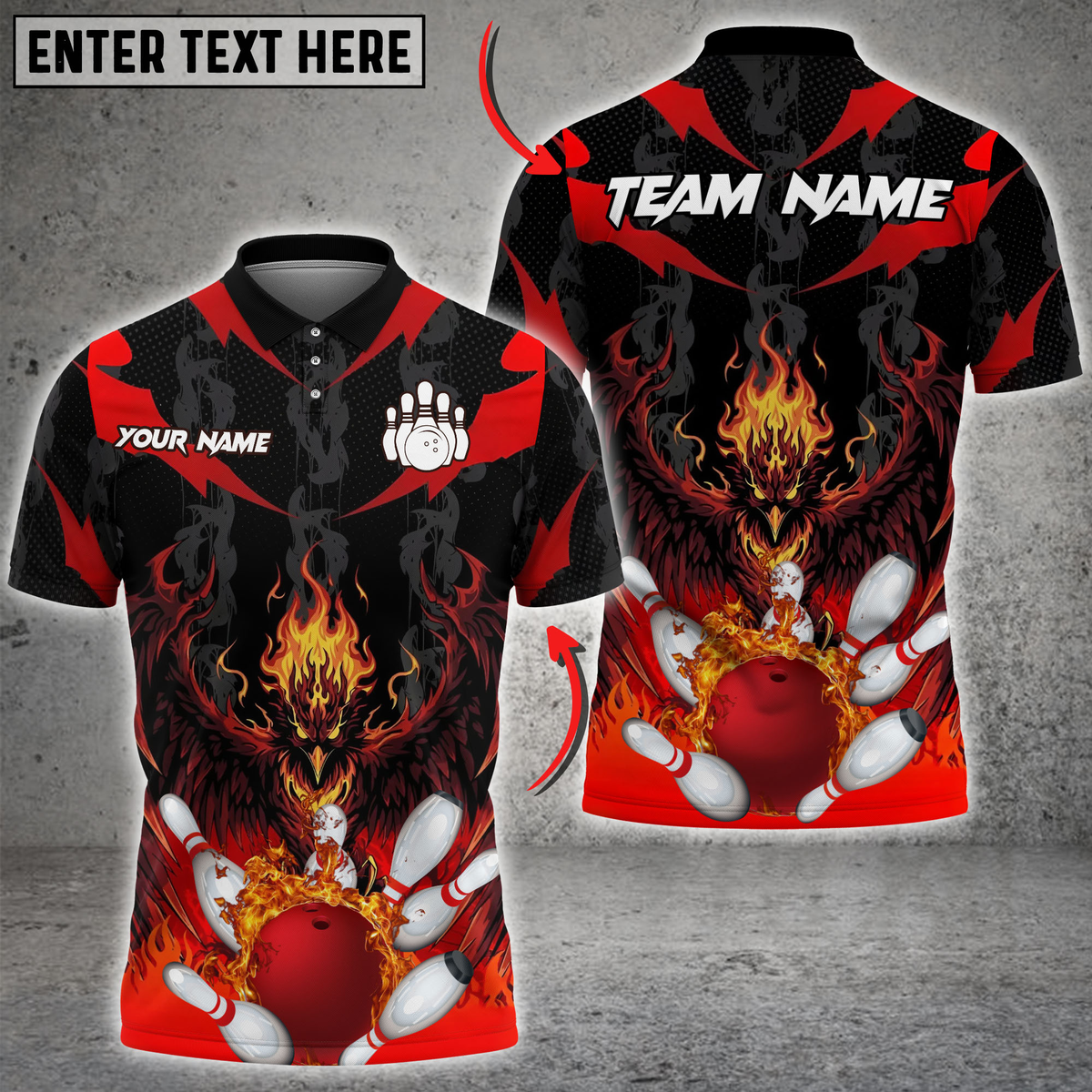 Blisscorners Bowling Fire Dragon Pins Explosion Multicolor Customized Name, Team Name 3D Shirts