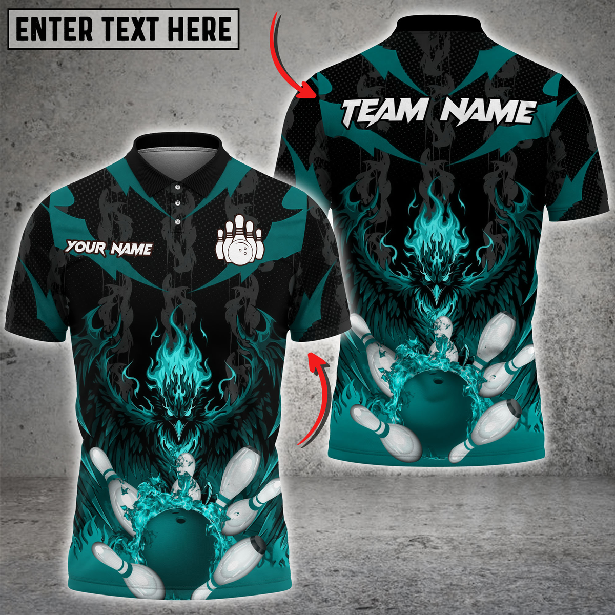 Blisscorners Bowling Fire Dragon Pins Explosion Multicolor Customized Name, Team Name 3D Shirts