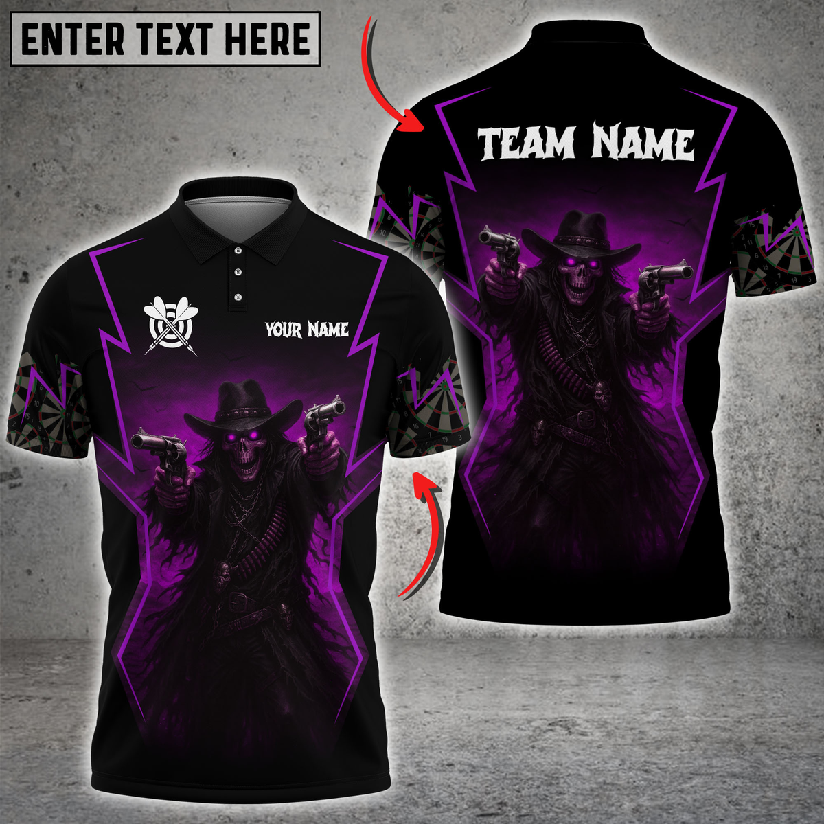 Blisscorners Darts Dark Cowboy Dual Guns Multicolor Customized Name, Team Name 3D Shirts