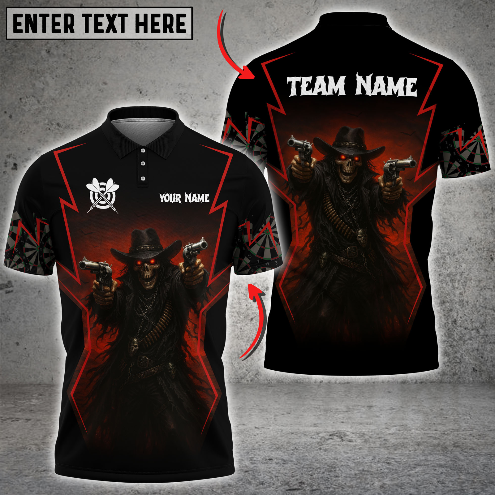 Blisscorners Darts Dark Cowboy Dual Guns Multicolor Customized Name, Team Name 3D Shirts