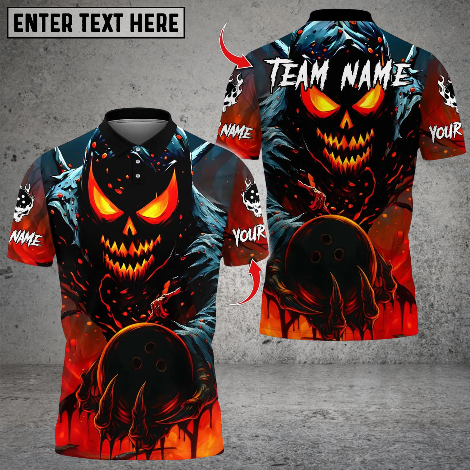 Blisscorners Bowling Evil Pumpkin Demon Multicolor Customized Name, Team Name 3D Shirts