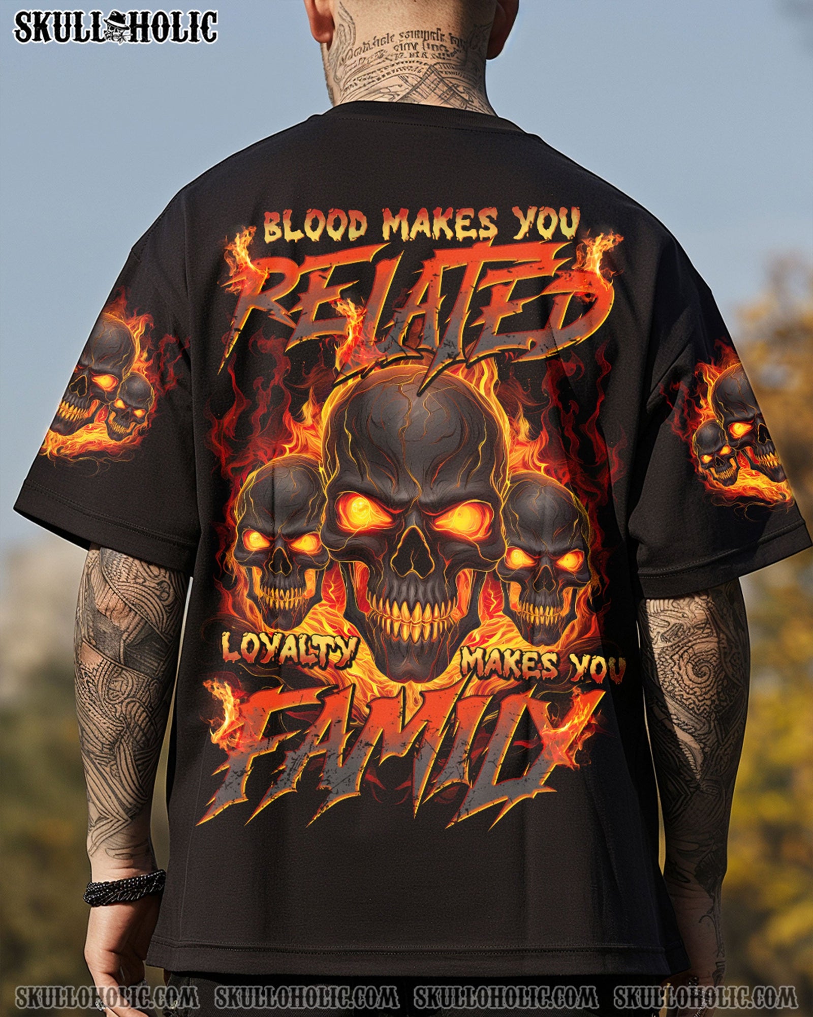 BLISSCORNERS LOYALTY MAKES YOU FAMILY SKULL ALL OVER PRINT