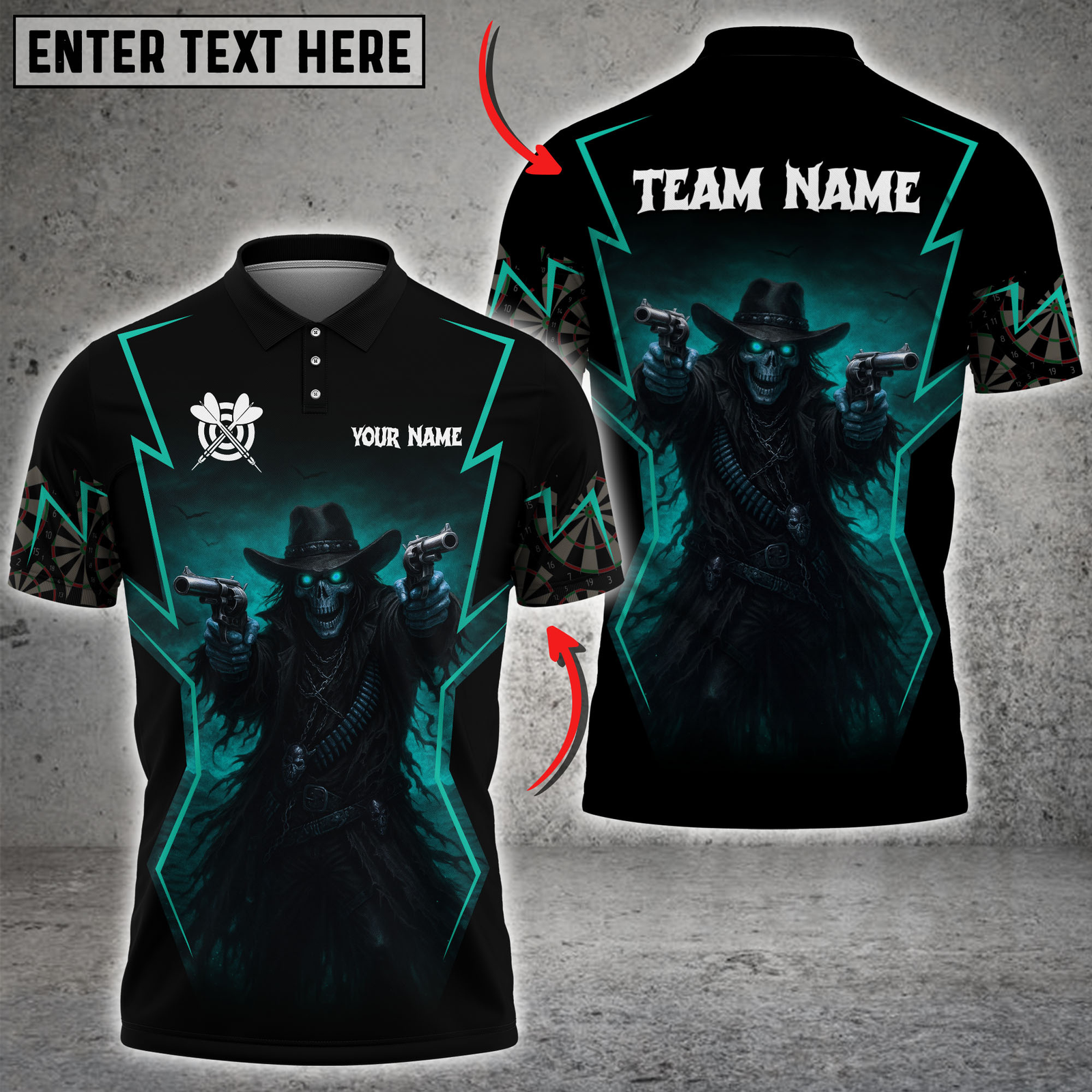 Blisscorners Darts Dark Cowboy Dual Guns Multicolor Customized Name, Team Name 3D Shirts