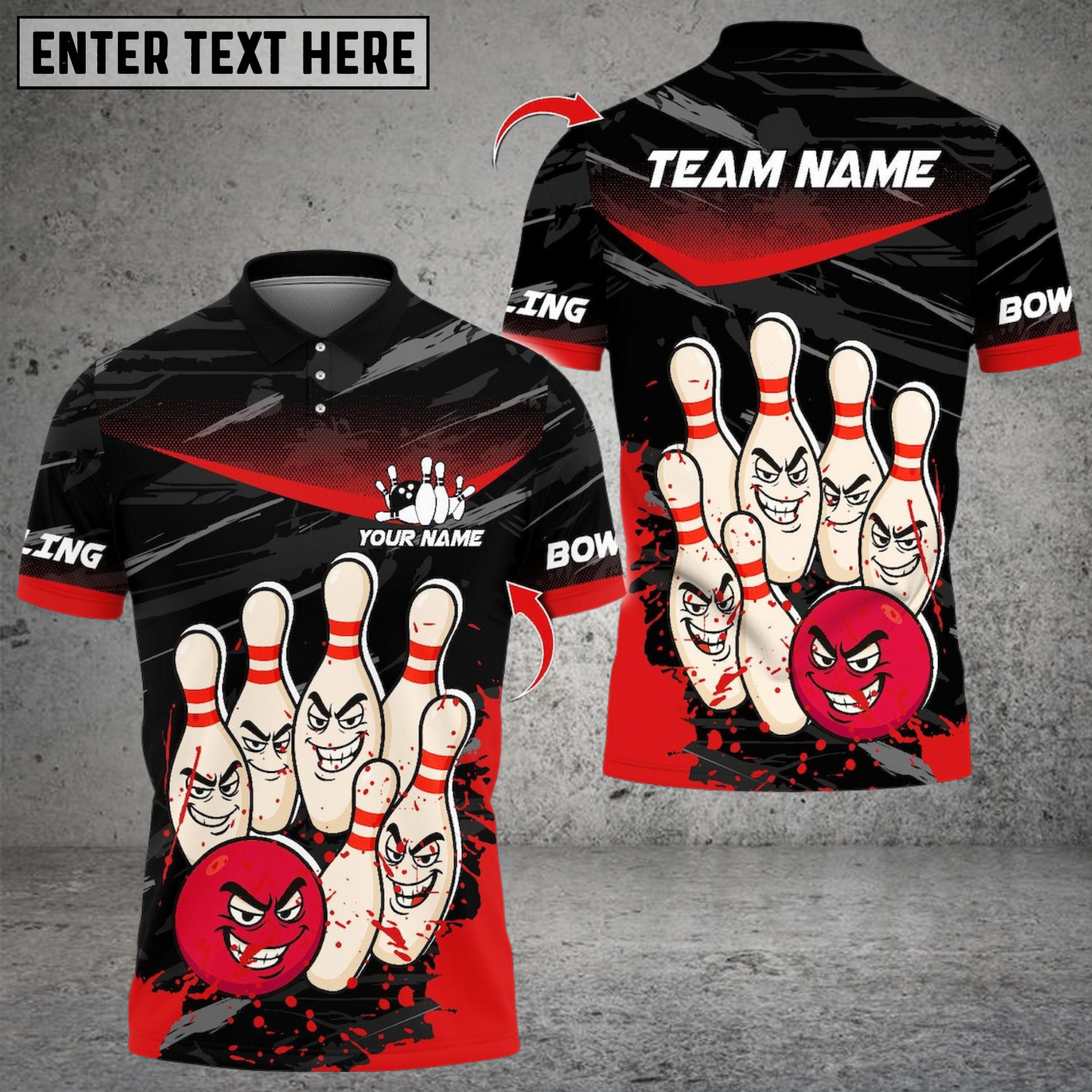 Blisscorners Bowling Angry Ball vs Screaming Pins Multicolor Customized Name, Team Name 3D Shirts