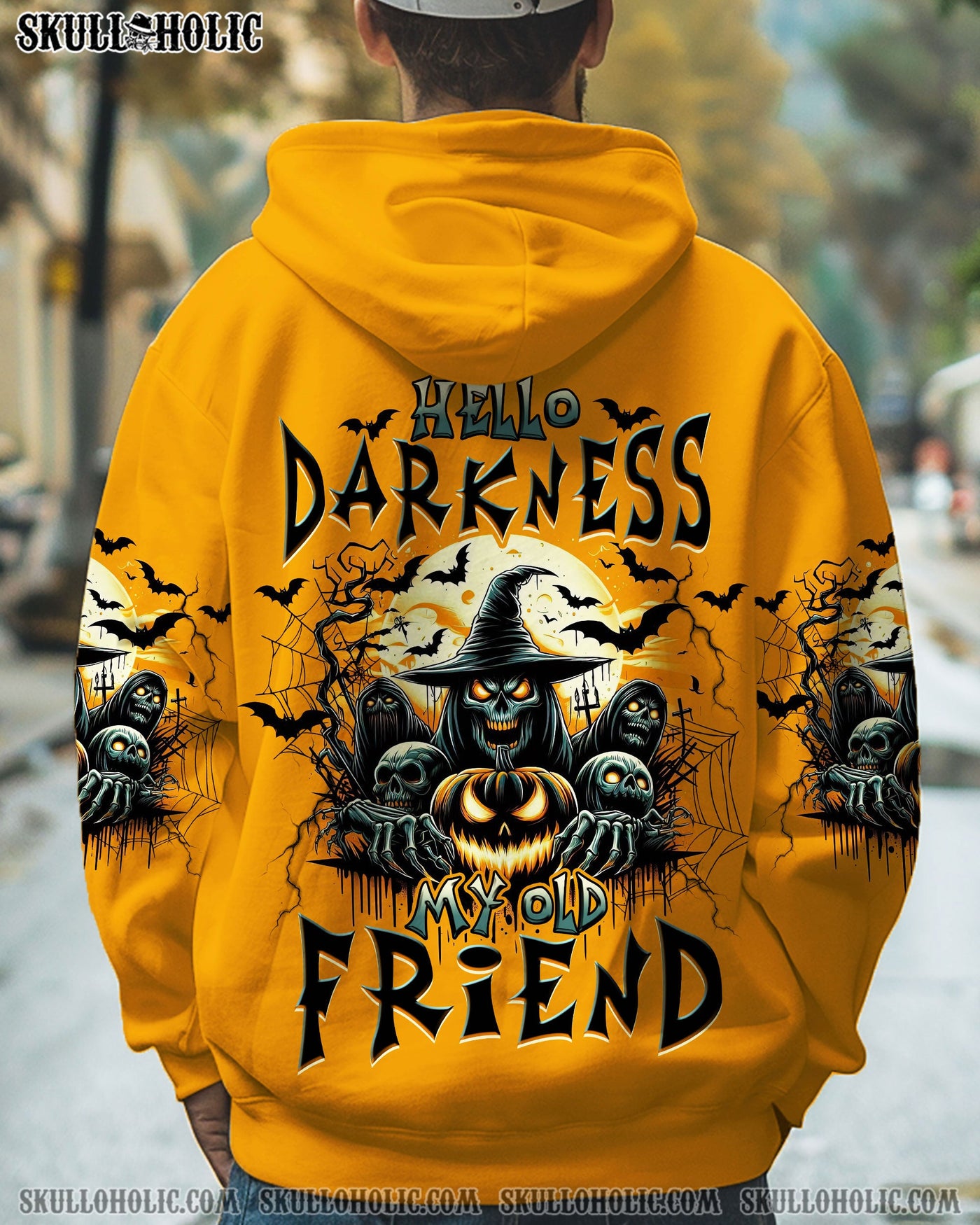 BLISSCORNERS HELLO DARKNESS MY OLD FRIEND SKULL HALLOWEEN ALL OVER PRINT