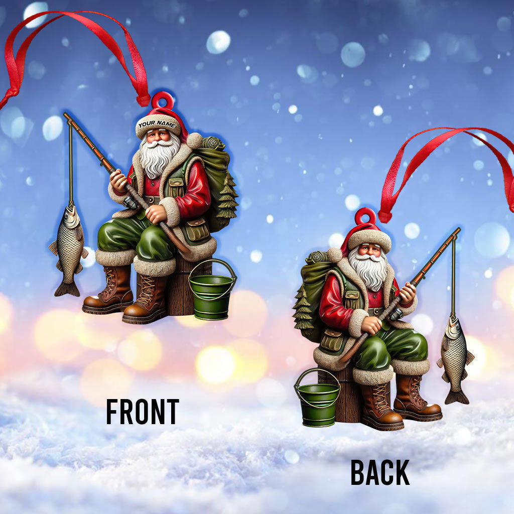 Blisscorners Custom Name Fishing Santa Ornament, Christmas Fishing Gift2D Flat LM2211