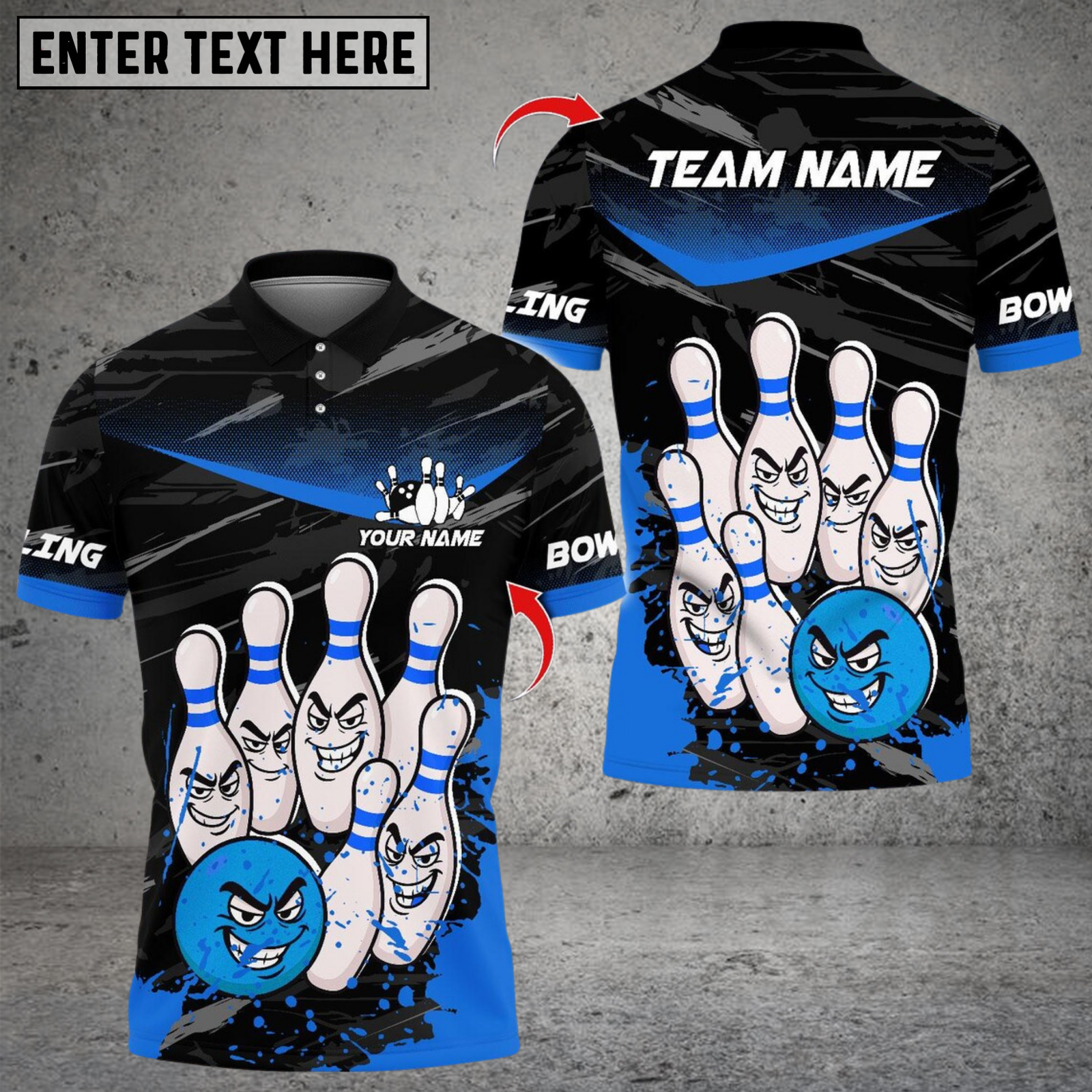 Blisscorners Bowling Angry Ball vs Screaming Pins Multicolor Customized Name, Team Name 3D Shirts