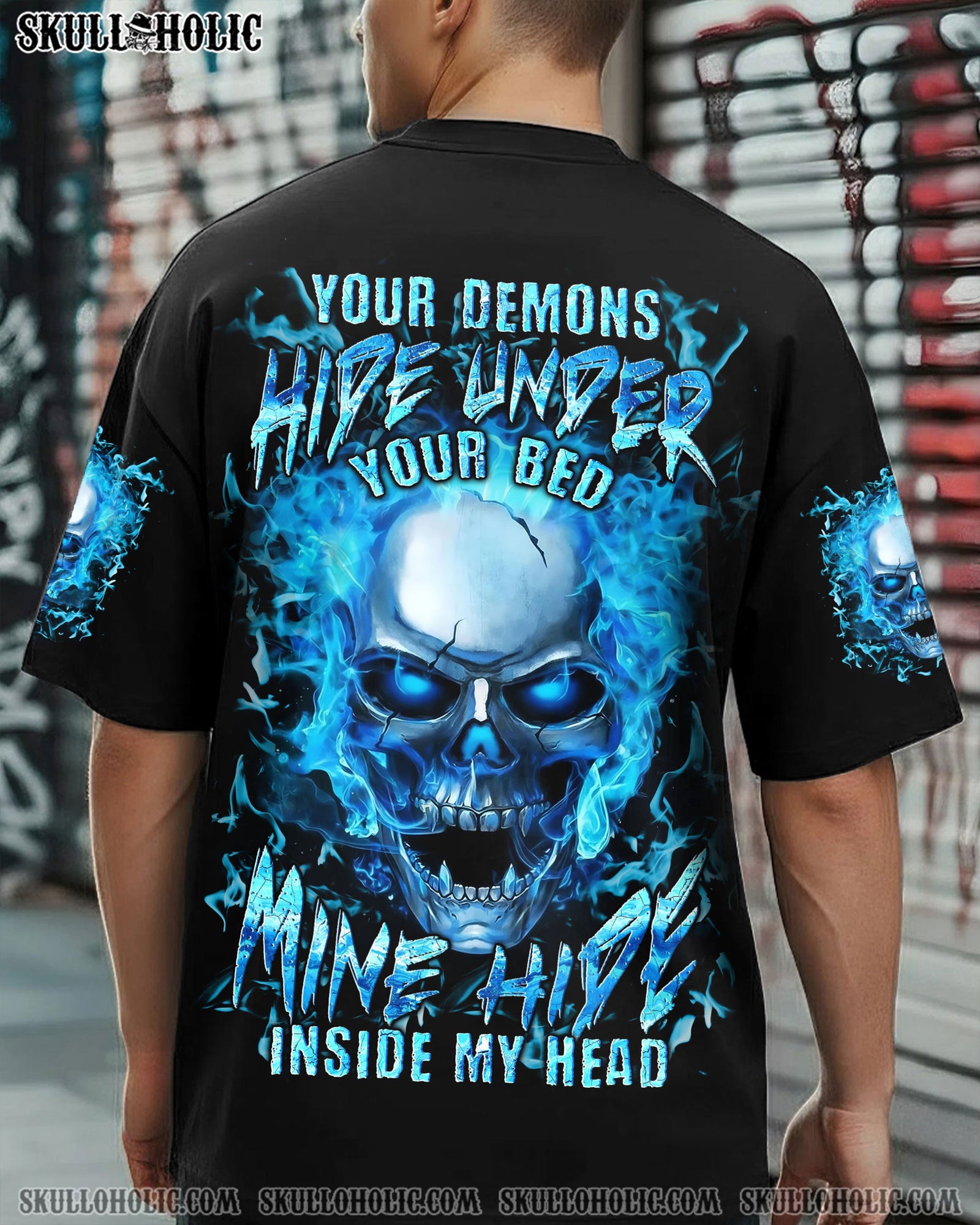 BLISSCORNERS YOUR DEMONS HIDE UNDER YOUR BED SKULL ALL OVER PRINT
