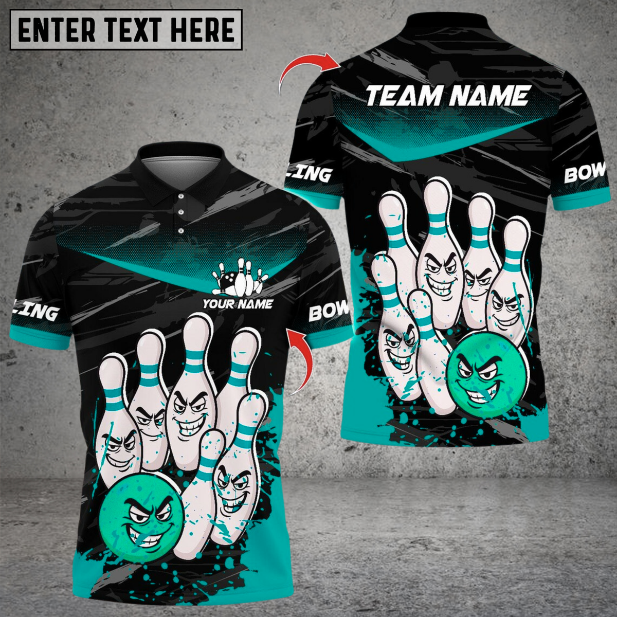 Blisscorners Bowling Angry Ball vs Screaming Pins Multicolor Customized Name, Team Name 3D Shirts