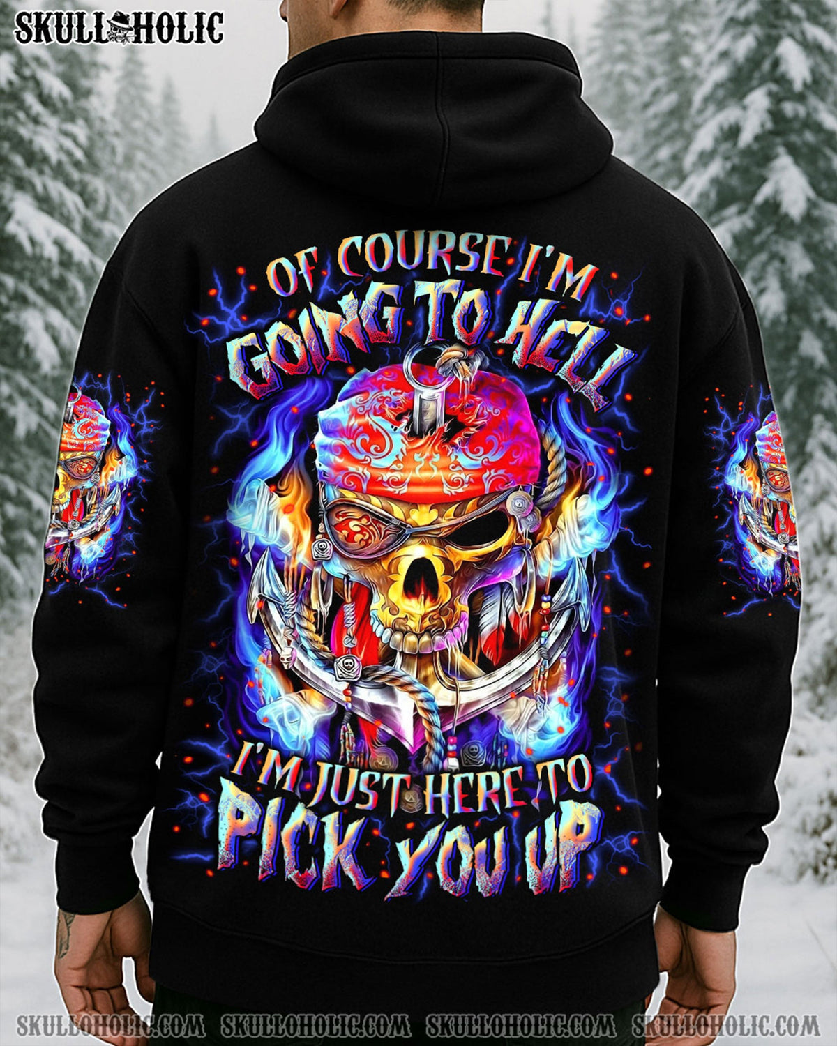 BLISSCORNERS OF COURSE I'M GOING TO HELL PIRATE SKULL ALL OVER PRINT