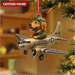 Blisscorners Personalized Dog Pilot Christmas Ornament And Keychain, Custom Name U.S. Air Force Airplane, Military Dog Lover Tree Decor Gift