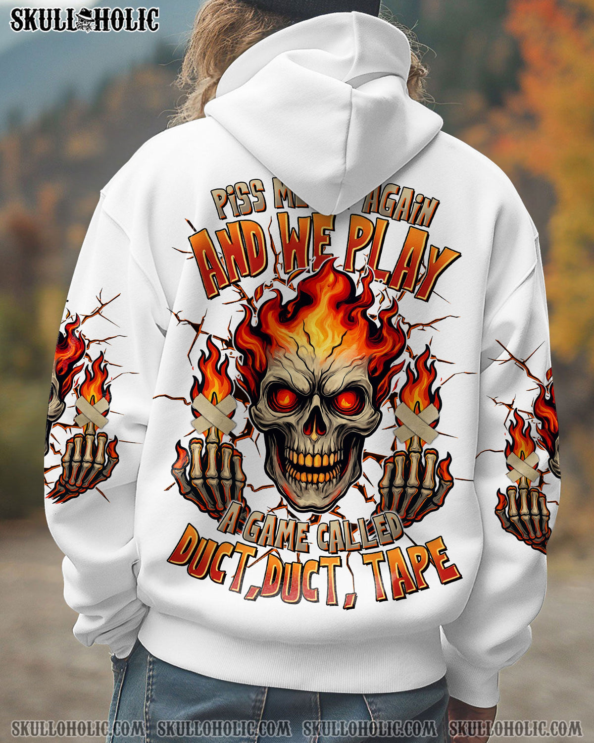 BLISSCORNERS PISS ME OFF AGAIN FIRE SKULL ALL OVER PRINT