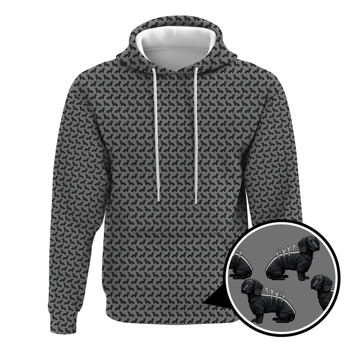 Blisscorners Funny Dog Mechanic Shirt, Dachshund and Wrench Pattern Printed Shirt Presents For Mechanics