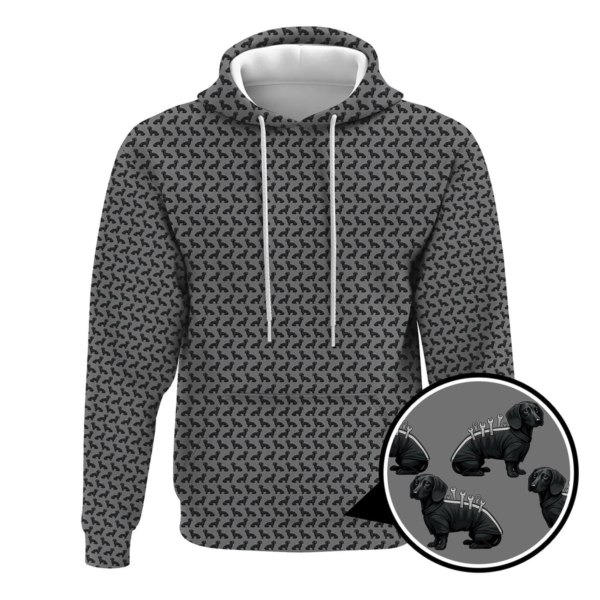 Blisscorners Funny Dog Mechanic Shirt, Dachshund and Wrench Pattern Printed Shirt Presents For Mechanics