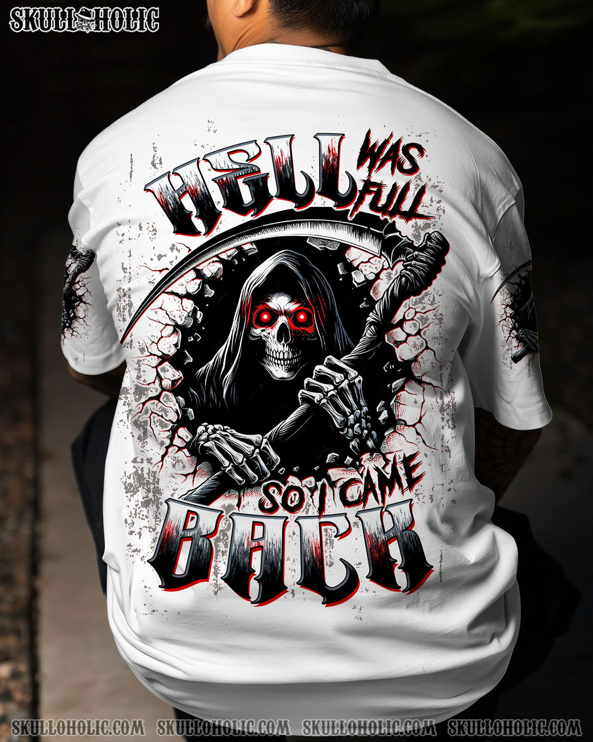 BLISSCORNERS HELL WAS FULL SO I CAME BACK REAPER SKULL ALL OVER PRINT