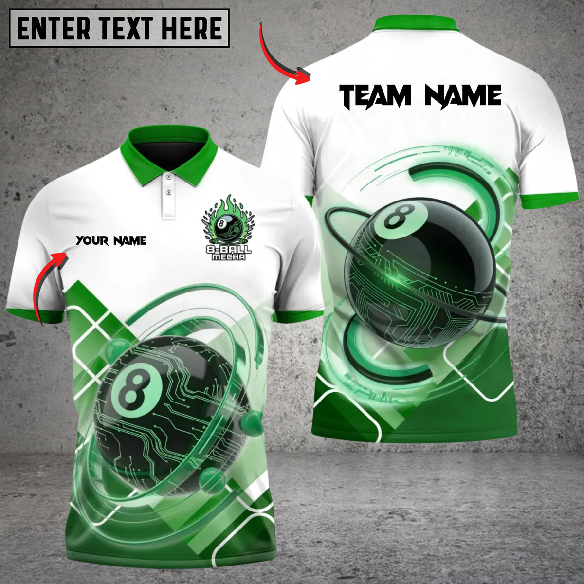 Blisscorners Billiards 8-Ball Mecha Multicolor Customized Name, Team Name 3D Shirt