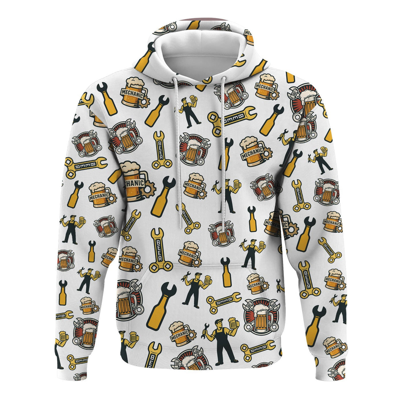 Blisscorners Mechanic T-Shirt Beer and Wrench Funny Pattern Design Shirt Mechanic Gift For Men