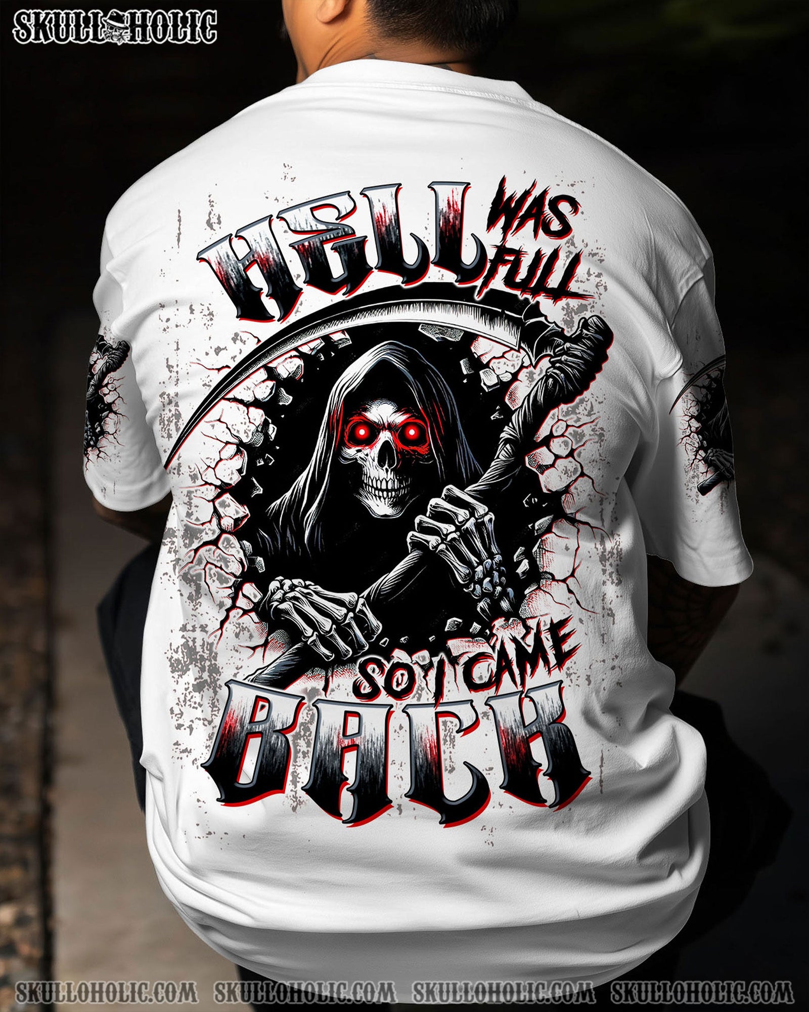 BLISSCORNERS HELL WAS FULL SO I CAME BACK REAPER SKULL ALL OVER PRINT