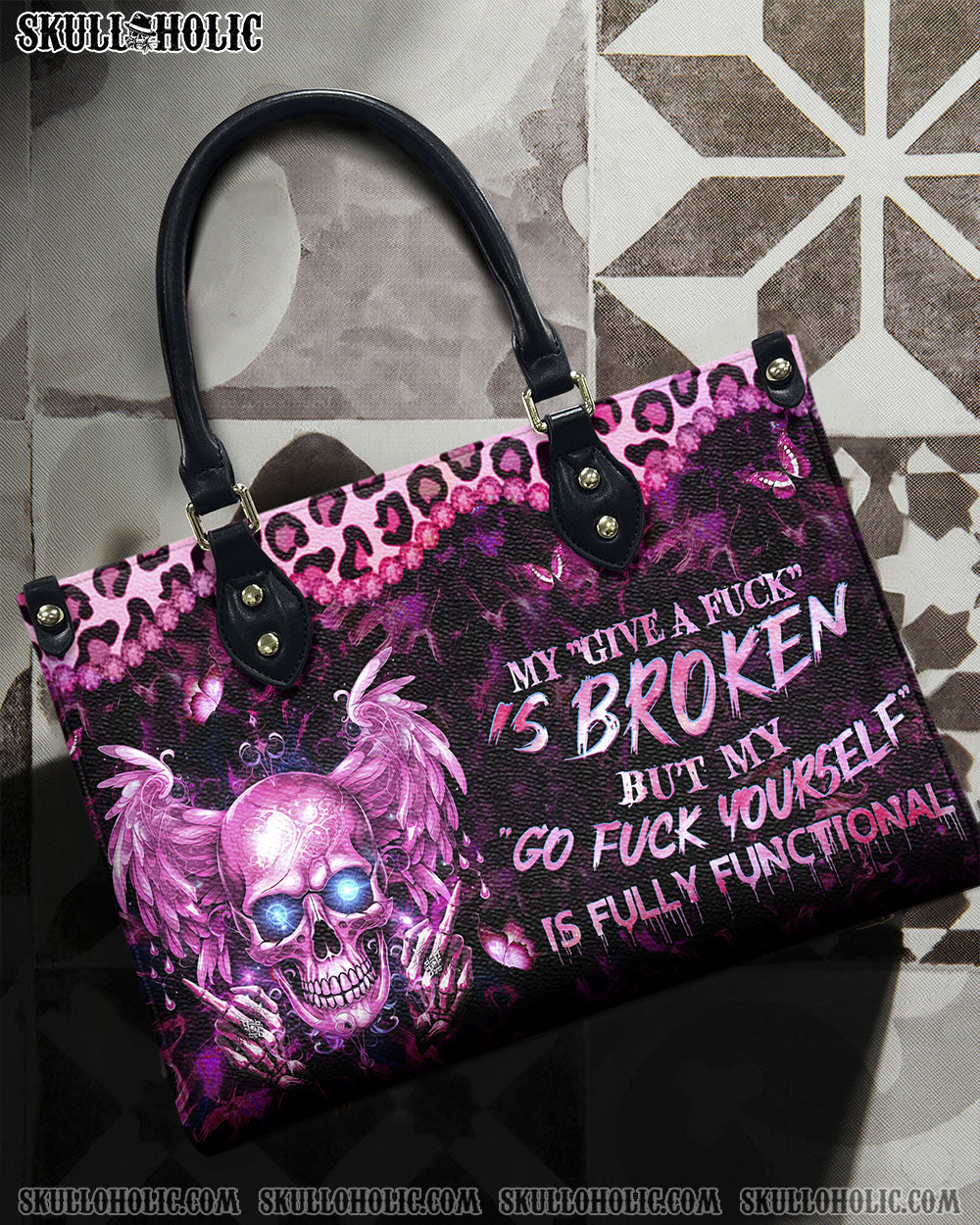 BLISSCORNERS MY GIVE A F IS BROKEN LEATHER HANDBAG