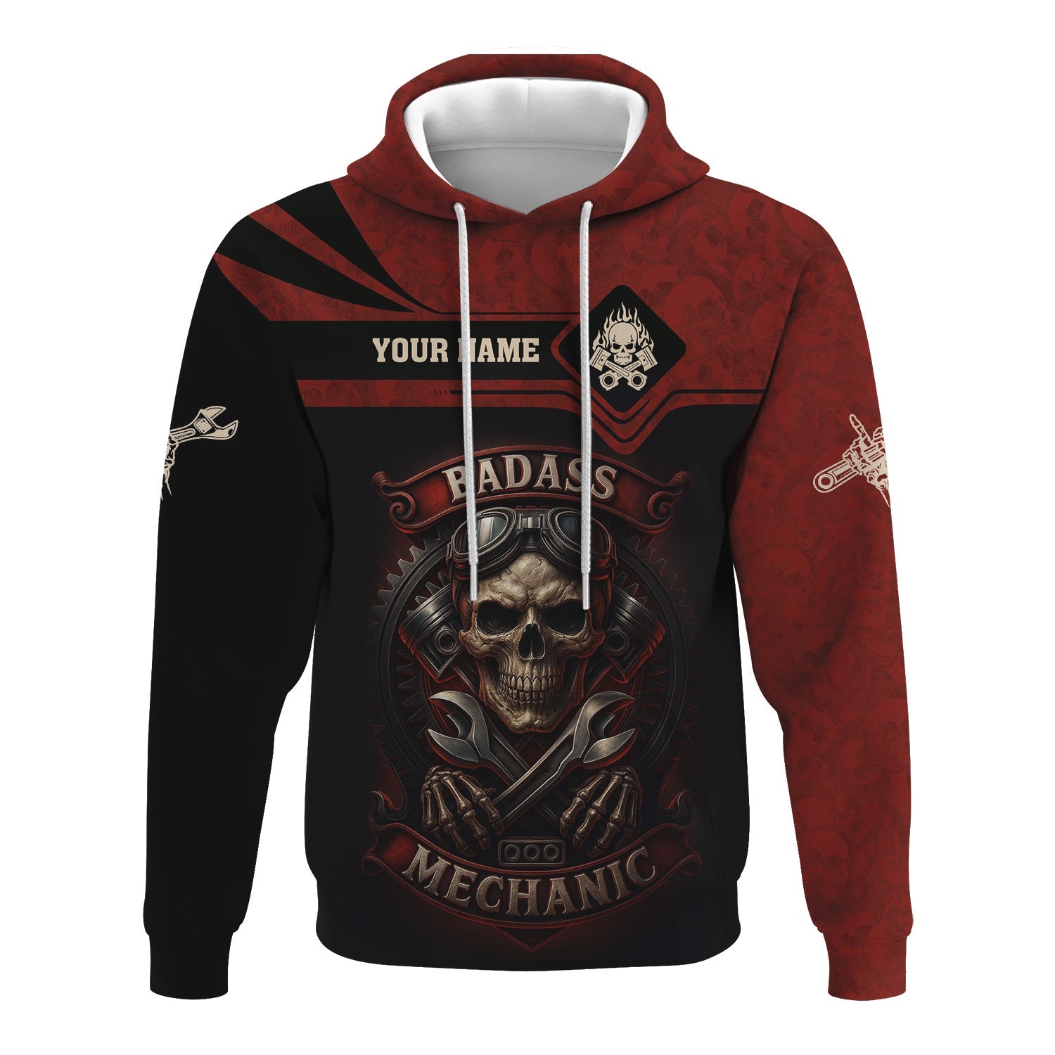 Blisscorners Personalized T-Shirt I Can Fix It But I Will Cuss The Whole Time Badas Mechanic Skull Style Shirt For Mechanics