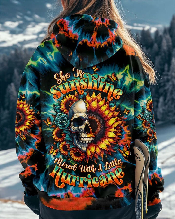 BLISSCORNERS SHE IS SUNSHINE SUNFLOWER SKULL TIE DYE ALL OVER PRINT