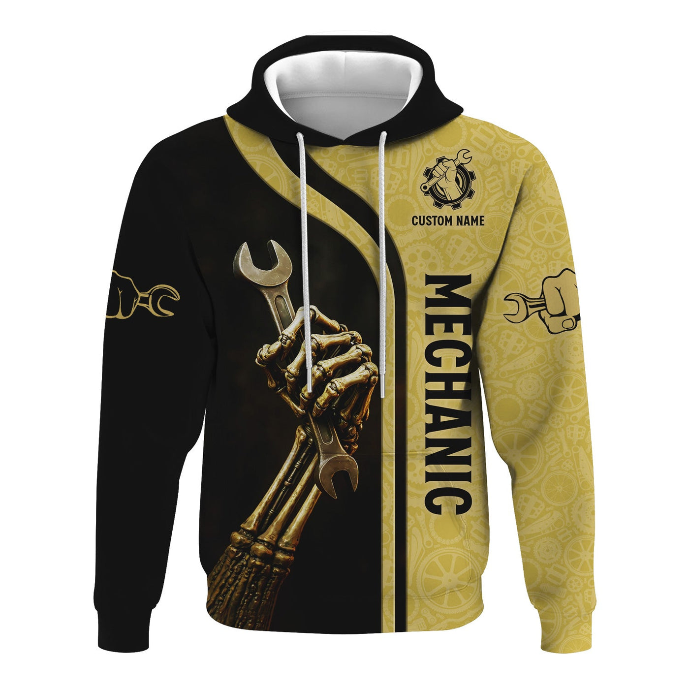 Blisscorners Personalized T-Shirt Mechanic Retired And Rebuilt Body Contains Aftermarket Parts Bony Hand Design Shirt