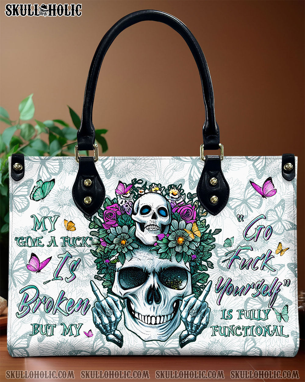 BLISSCORNERS MY GIVE A F IS BROKEN LEATHER HANDBAG