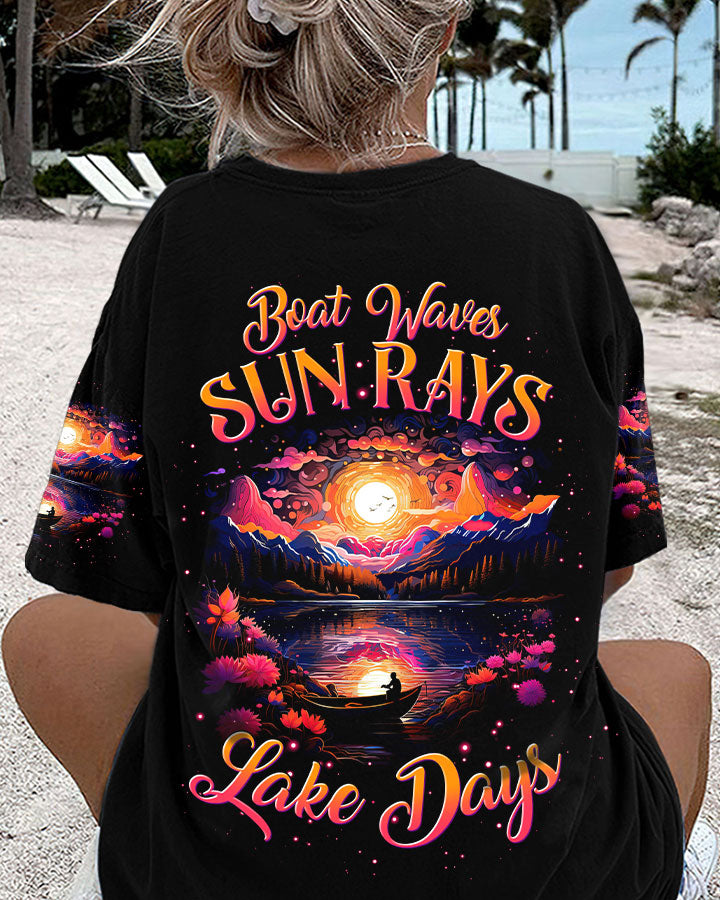 BLISSCORNERS BOAT WAVES SUN RAYS LAKE DAYS ALL OVER PRINT