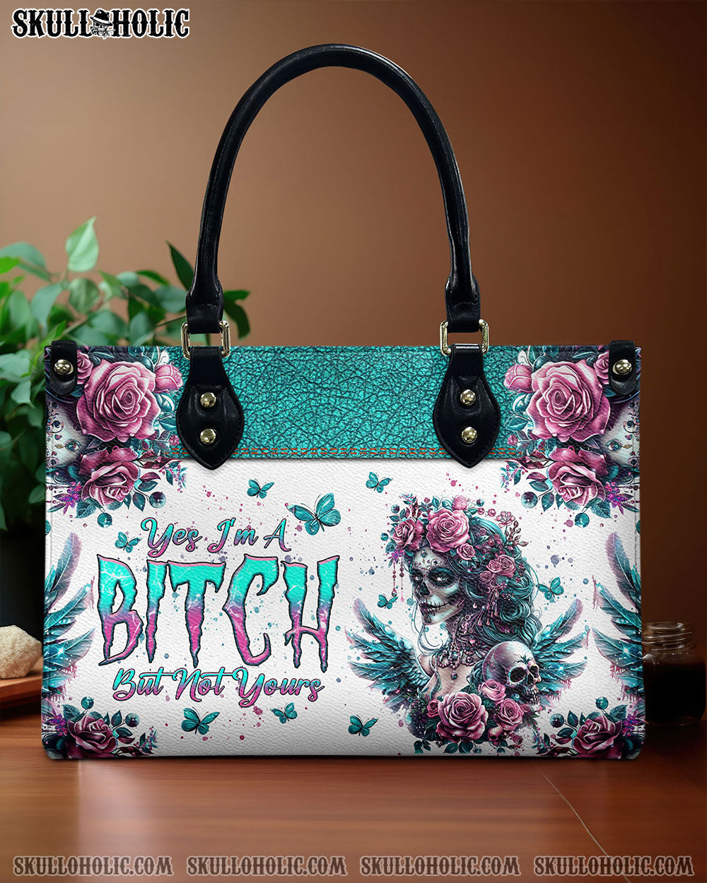 BLISSCORNERS YES I'M A B BUT NOT YOURS LEATHER HANDBAG