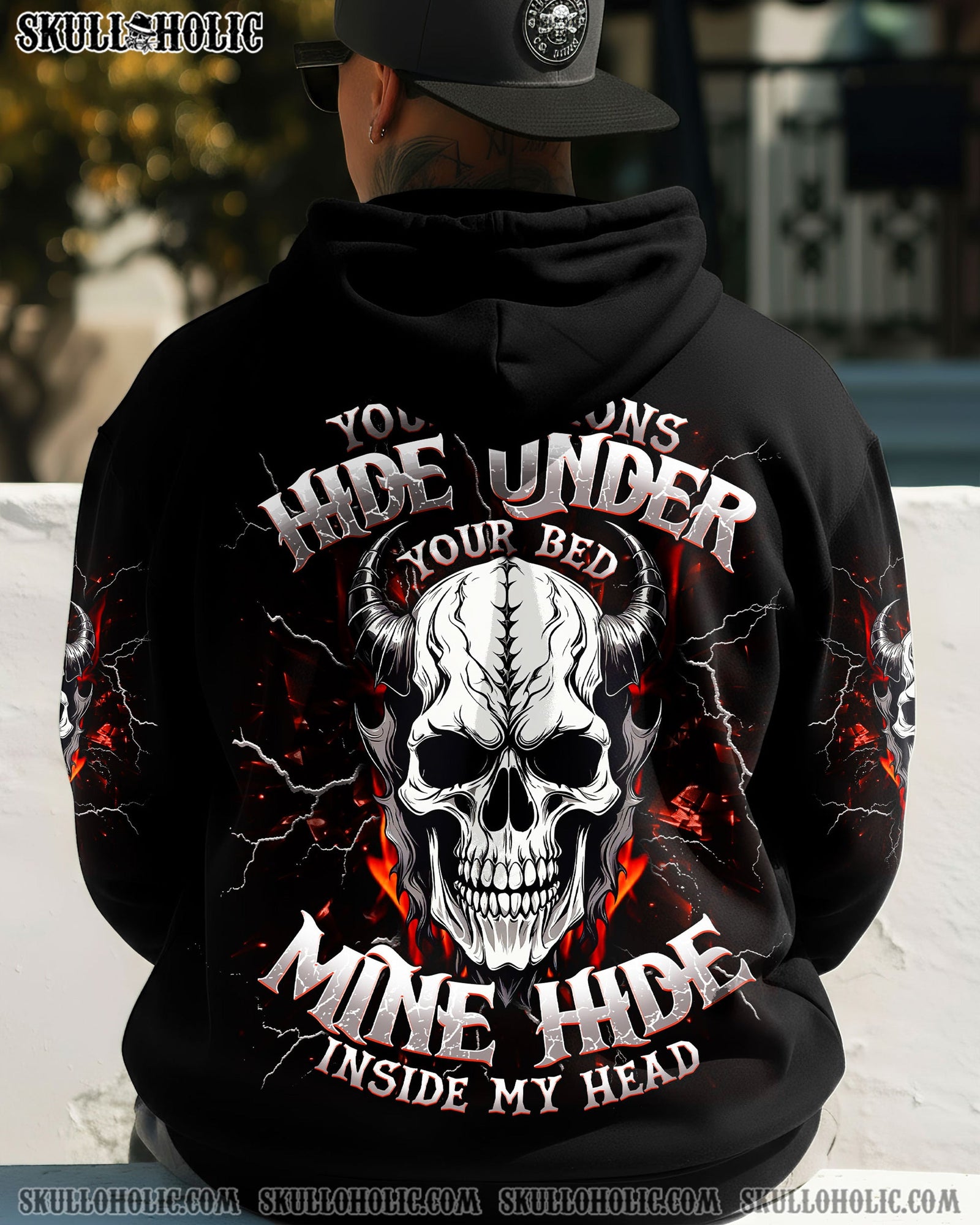 BLISSCORNERS YOUR DEMONS HIDE UNDER YOUR BED SKULL DEMON ALL OVER PRINT