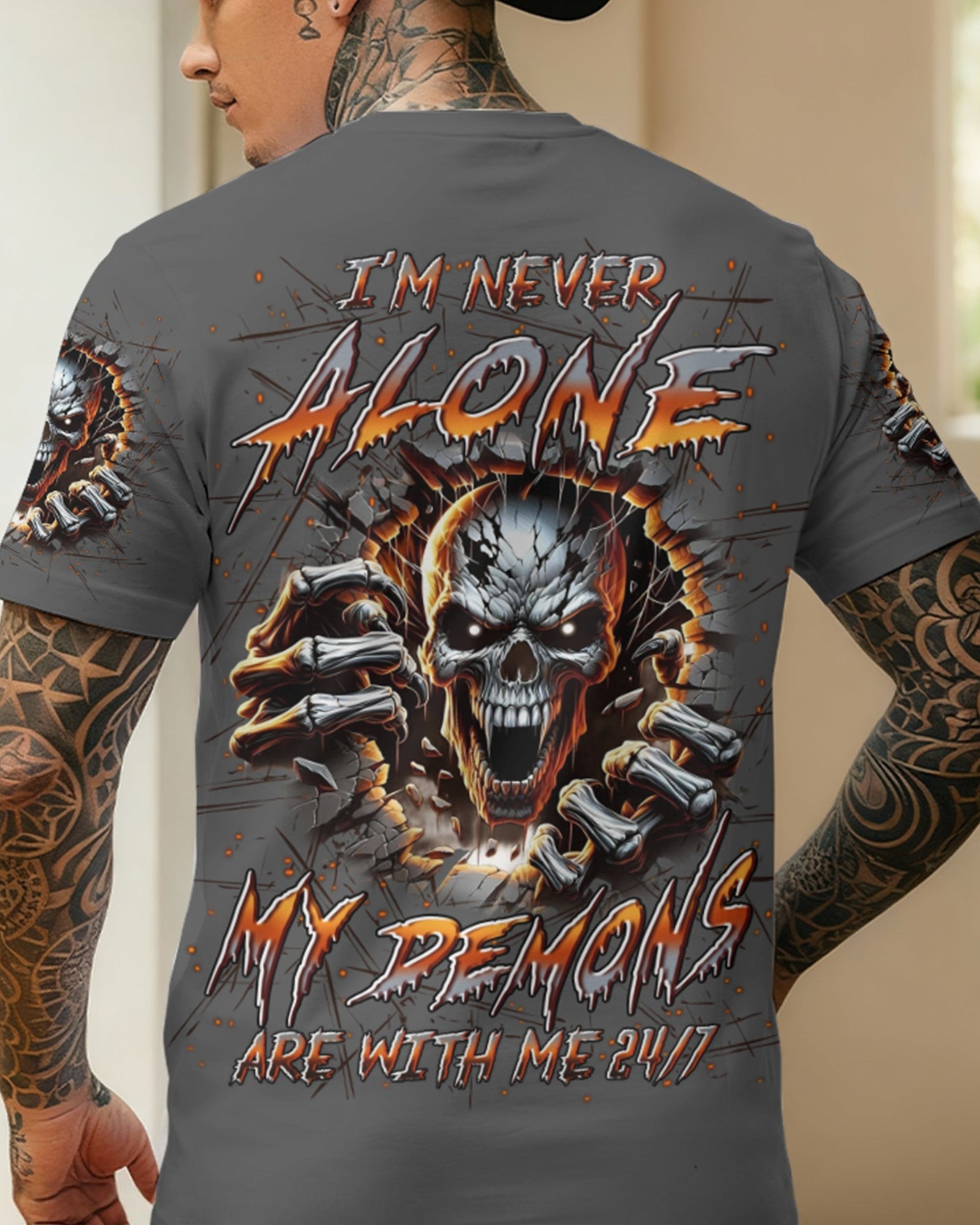 BLISSCORNERS I'M NEVER ALONE SKULL DEMON ALL OVER PRINT