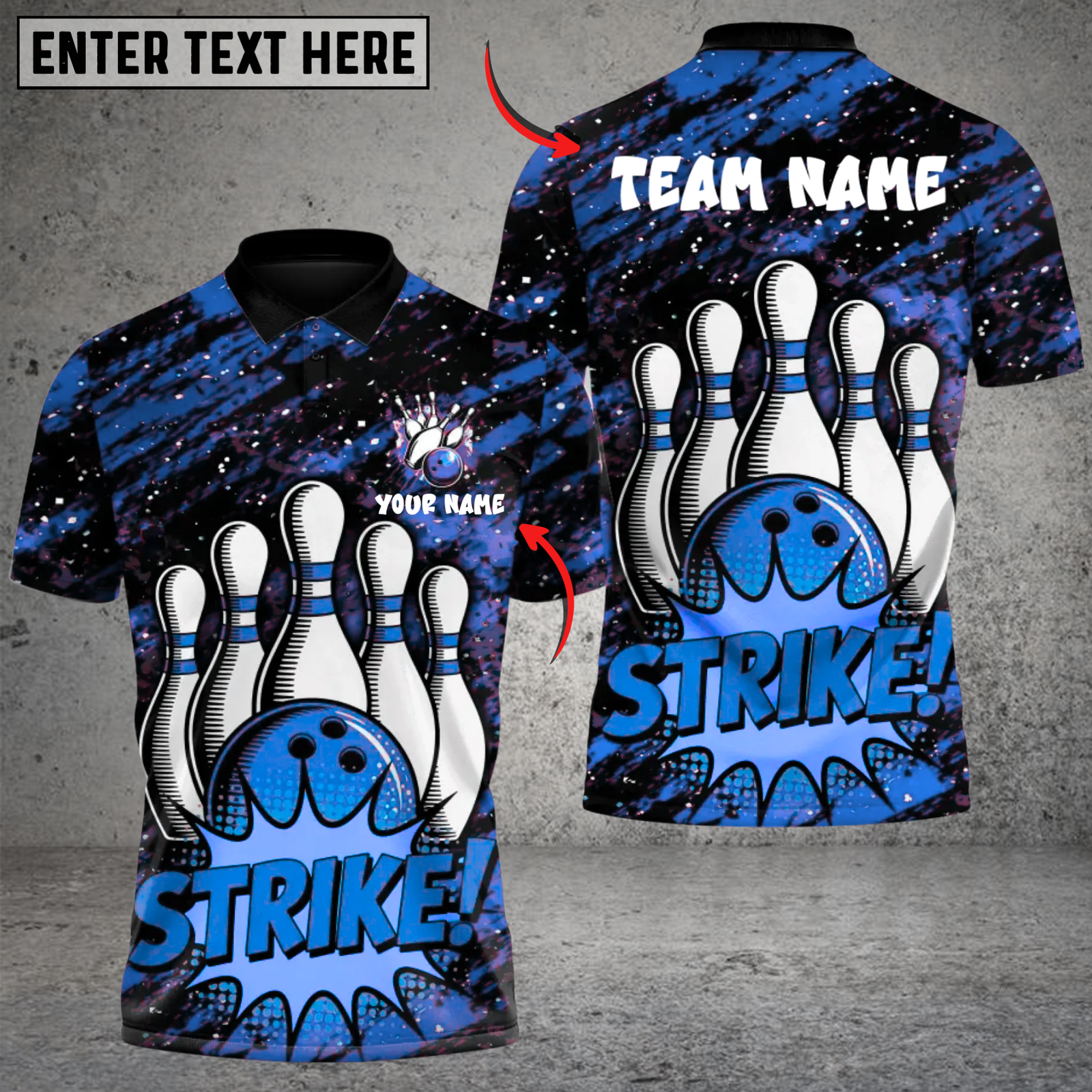 Blisscorners Bowling Boom Strike Multicolor Customized Name, Team Name 3D Shirts