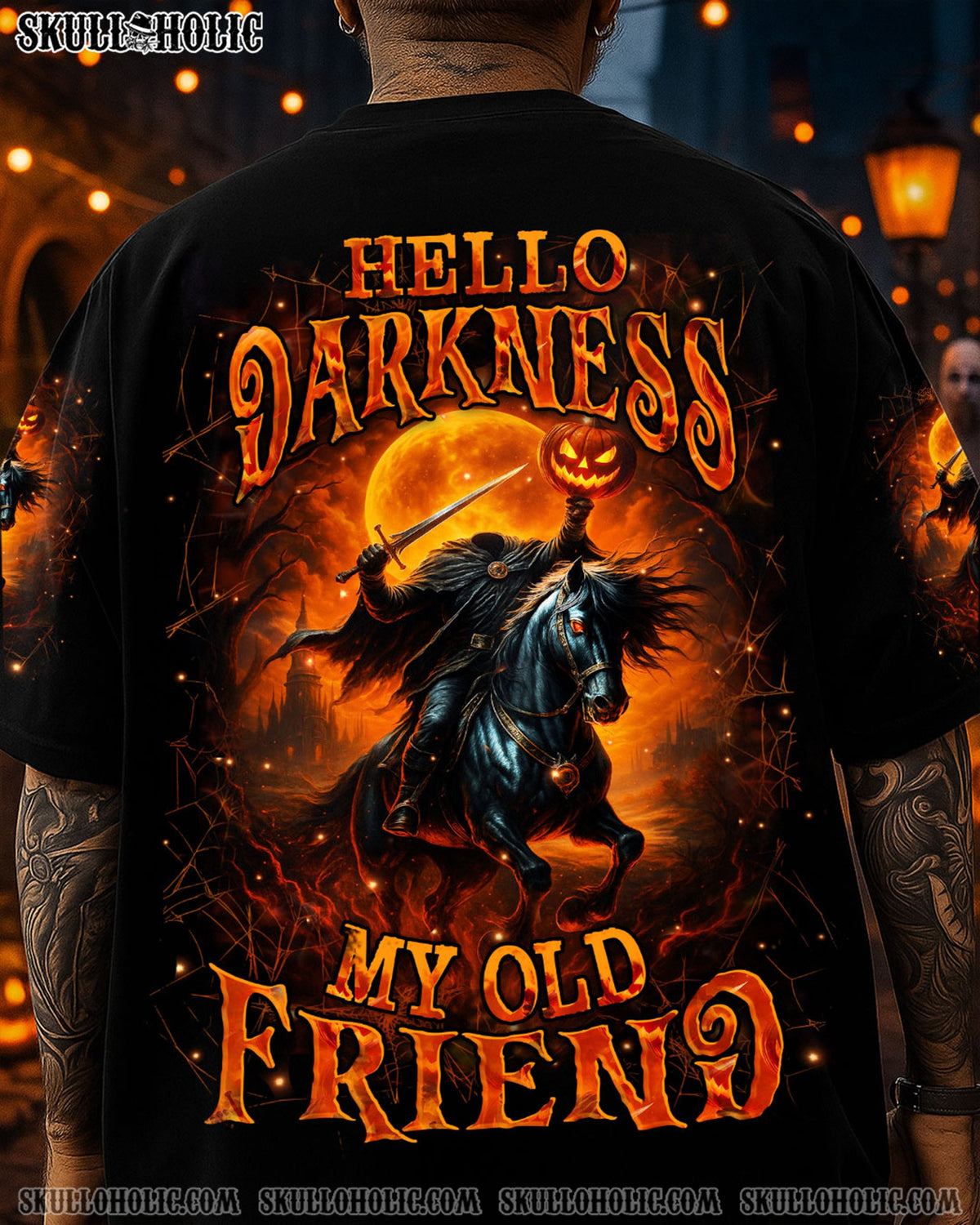 BLISSCORNERS HELLO DARKNESS MY OLD FRIEND HALLOWEEN ALL OVER PRINT