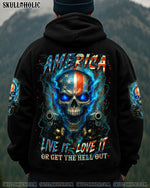 BLISSCORNERS AMERICA LIVE IT LOVE IT OR GET THE HELL OUT SKULL ALL OVER PRINT