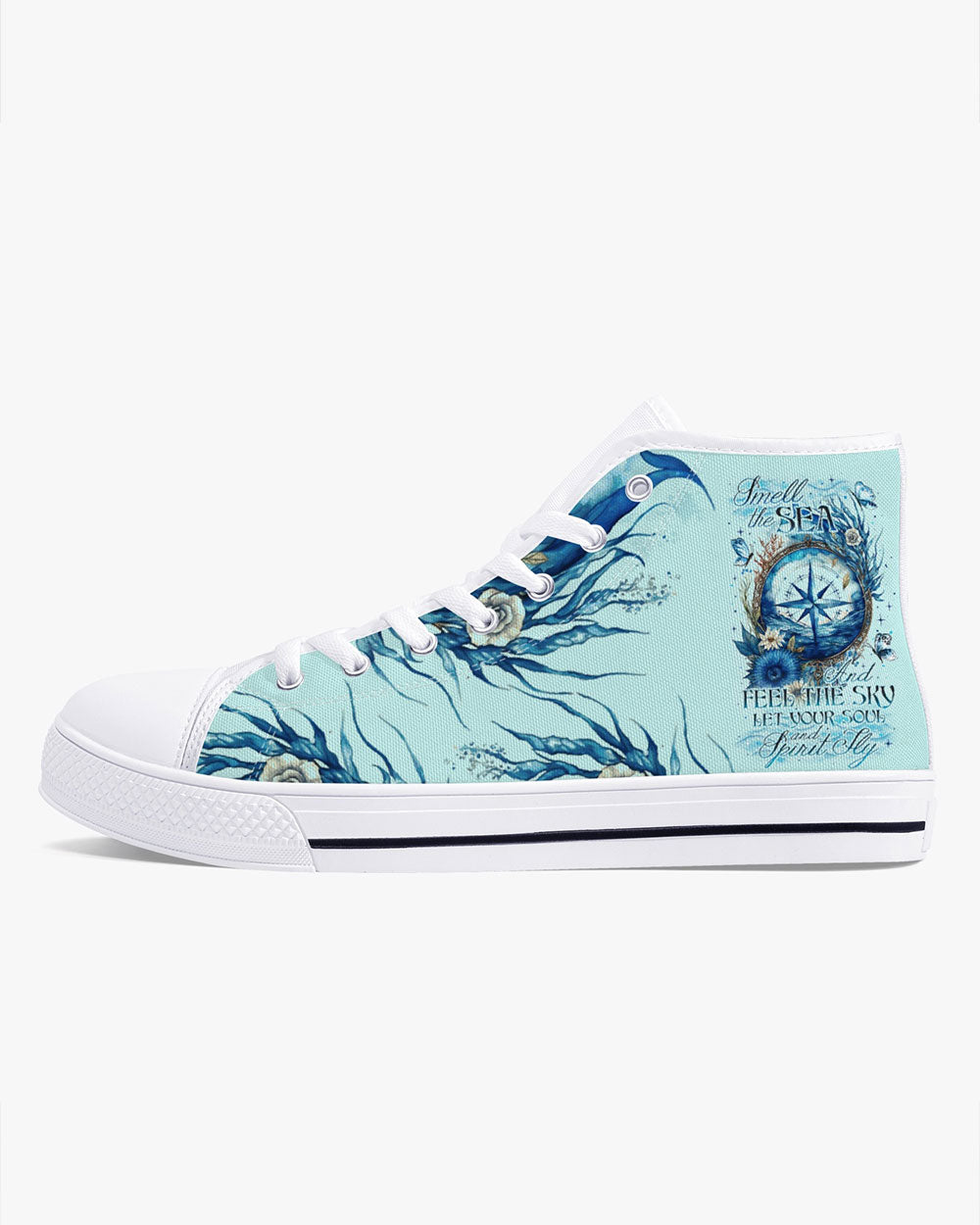 BLISSCORNERS SMELL THE SEA AND FEEL THE SKY HIGH TOP CANVAS SHOES