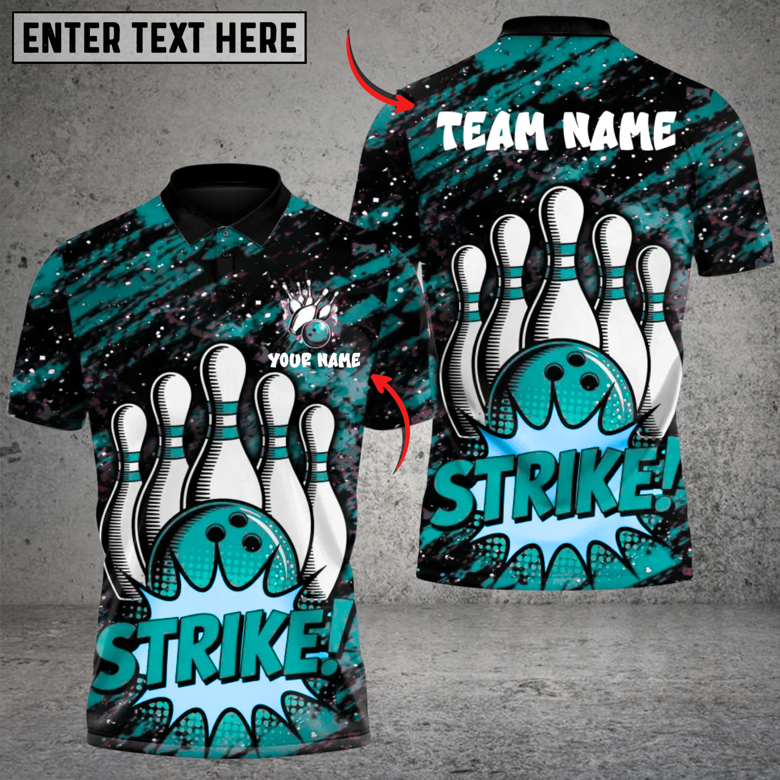 Blisscorners Bowling Boom Strike Multicolor Customized Name, Team Name 3D Shirts