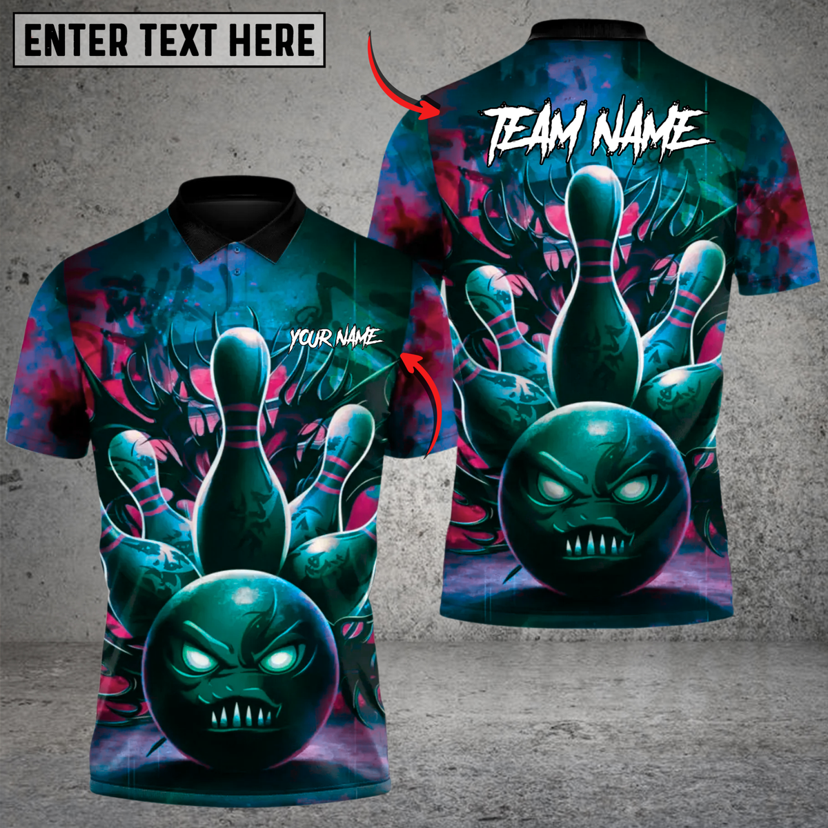 Blisscorners Bowling Demon Ball Multicolor Customized Name, Team Name 3D Shirts