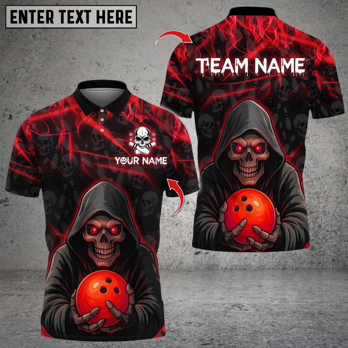 Blisscorners Flame Grim Reaper With Bowling Multicolor Customized Name, Team Name 3D Shirts