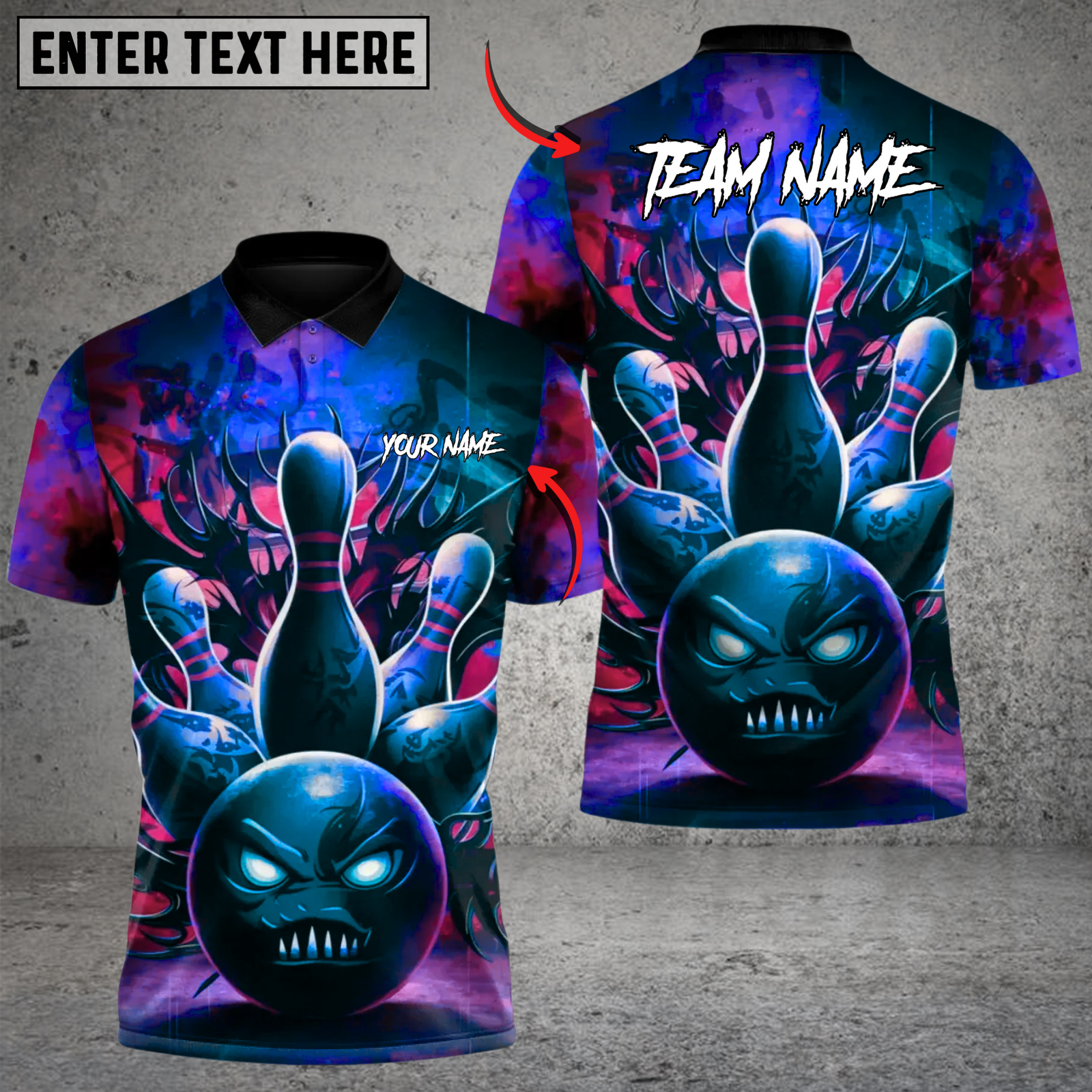 Blisscorners Bowling Demon Ball Multicolor Customized Name, Team Name 3D Shirts