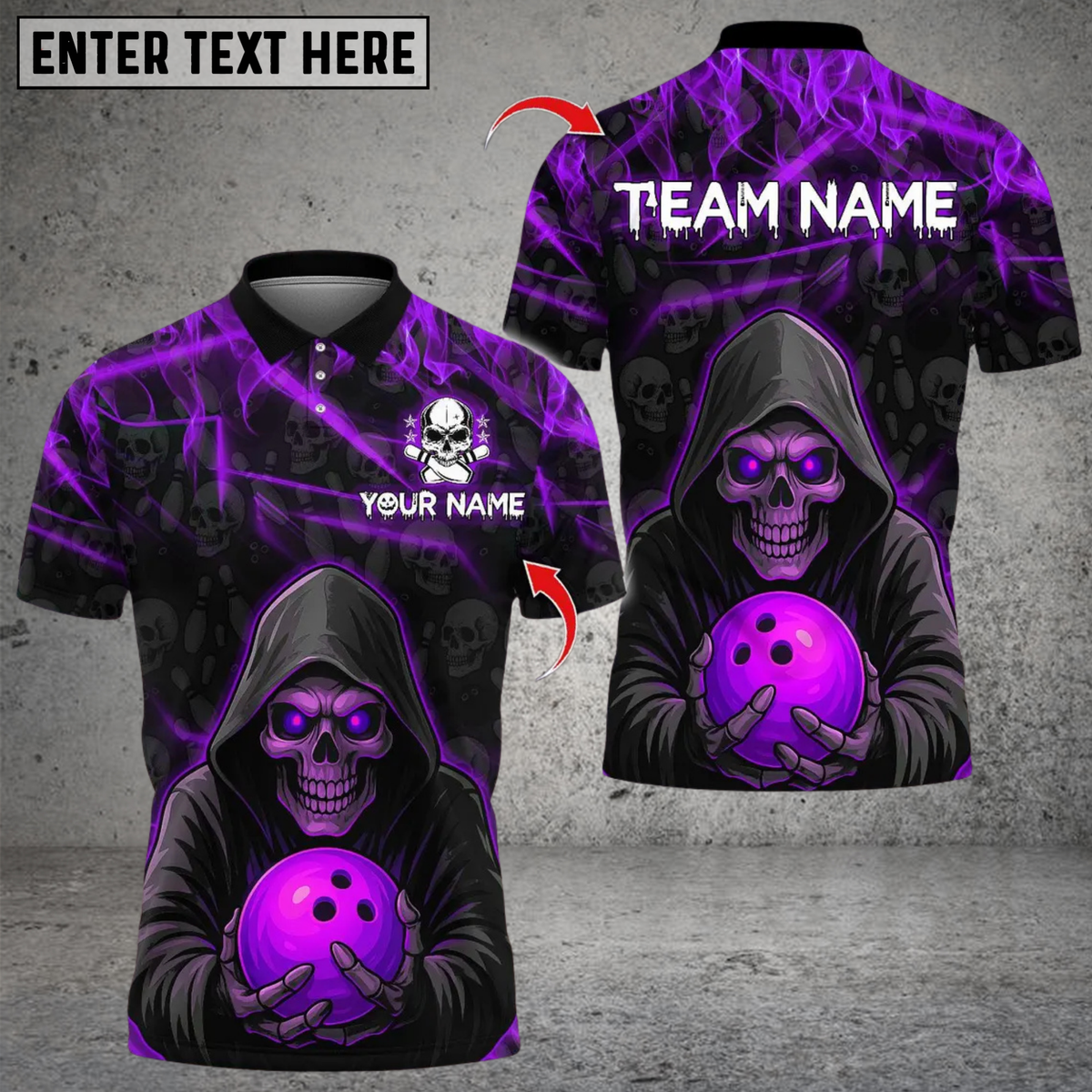 Blisscorners Flame Grim Reaper With Bowling Multicolor Customized Name, Team Name 3D Shirts