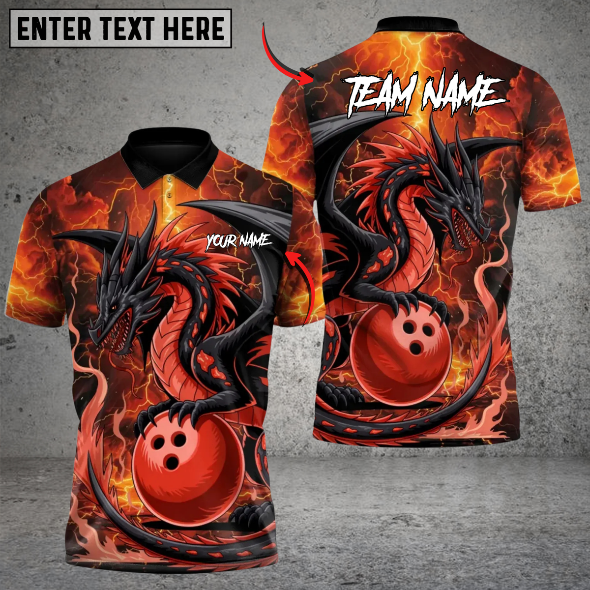 Blisscorners Bowling Hellfire Dragon Multicolor Customized Name, Team Name 3D Shirts