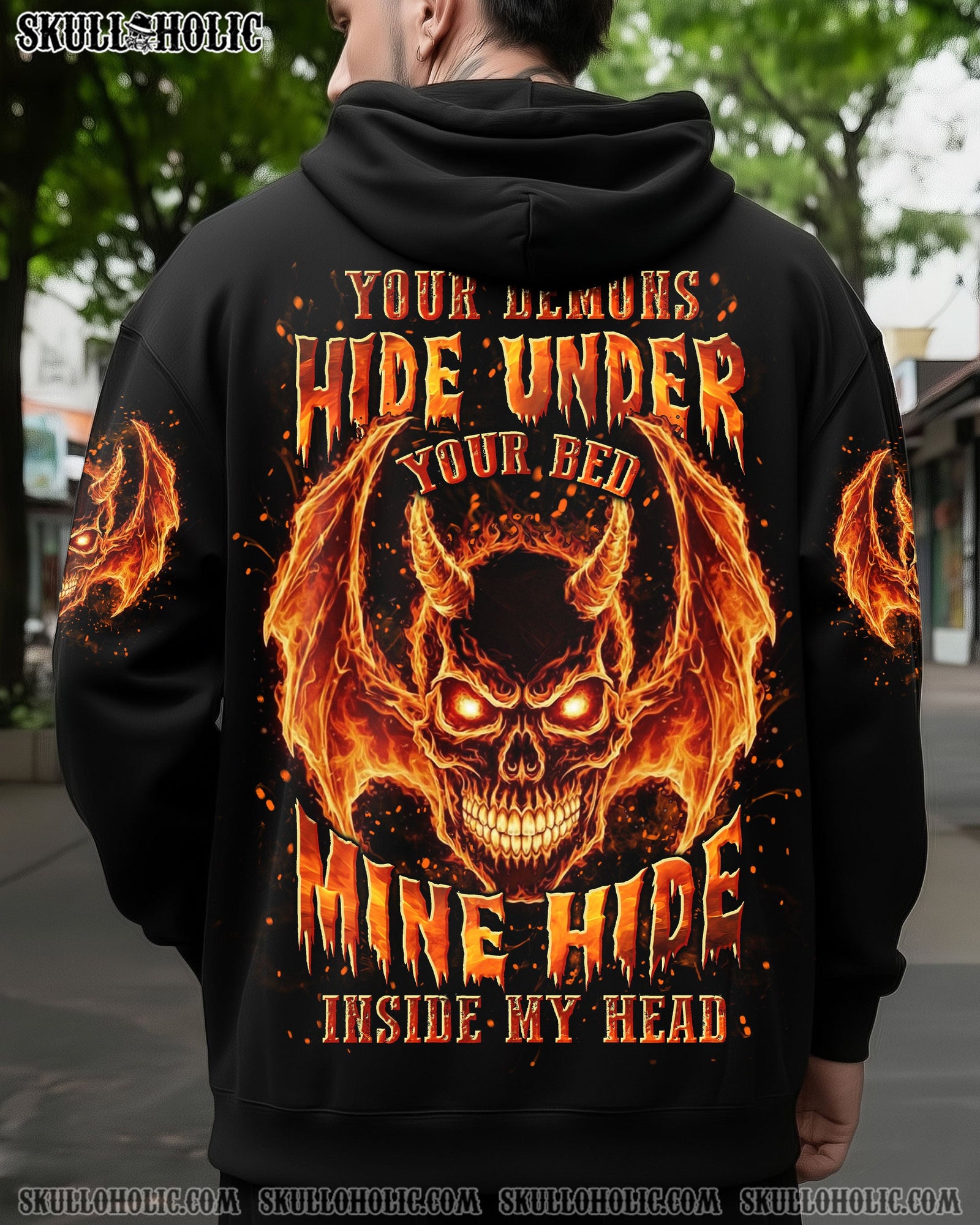 BLISSCORNERS YOUR DEMONS HIDE UNDER YOUR BED SKULL ALL OVER PRINT
