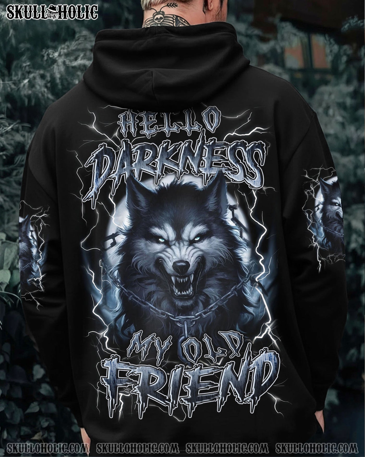 BLISSCORNERS HELLO DARKNESS MY OLD FRIEND WOLF ALL OVER PRINT