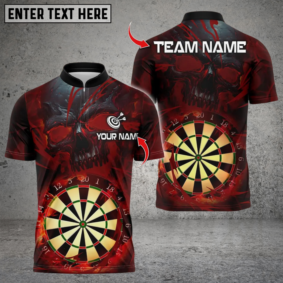Blisscorners Darts Dark Vibes Mystery Skull With Dartboard Personalized Name 3D Unisex Shirt