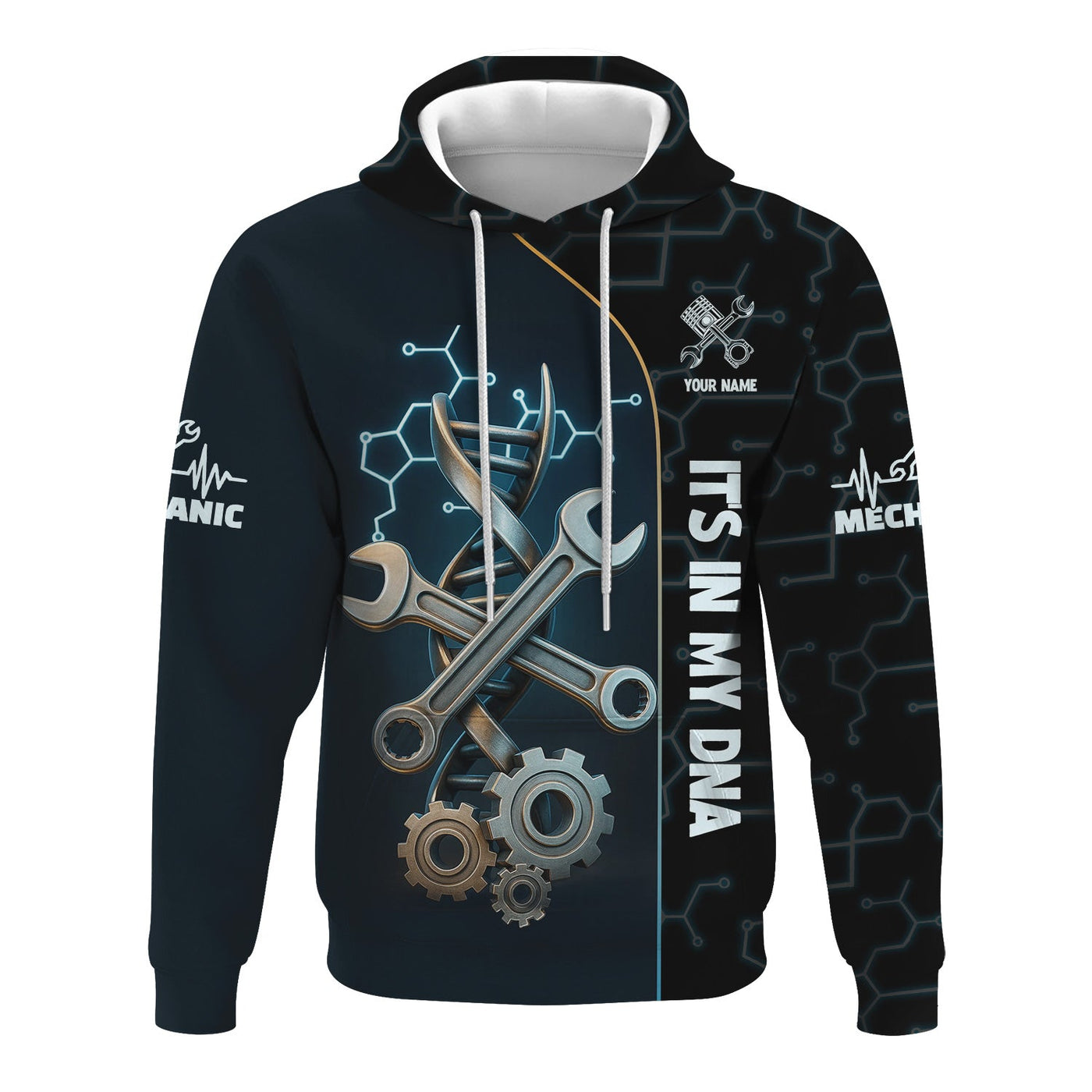 Blisscorners Personalized It’s In My DNA Mechanic Shirt, Wrench DNA Design, Perfect Gift For Auto Technicians, Apparel Mechanic Shirt