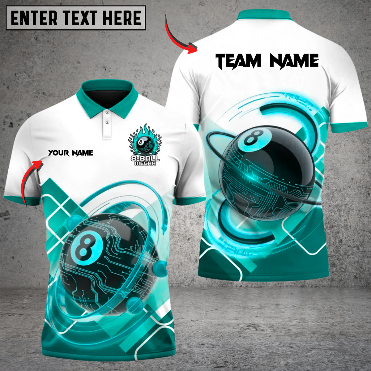 Blisscorners Billiards 8-Ball Mecha Multicolor Customized Name, Team Name 3D Shirt