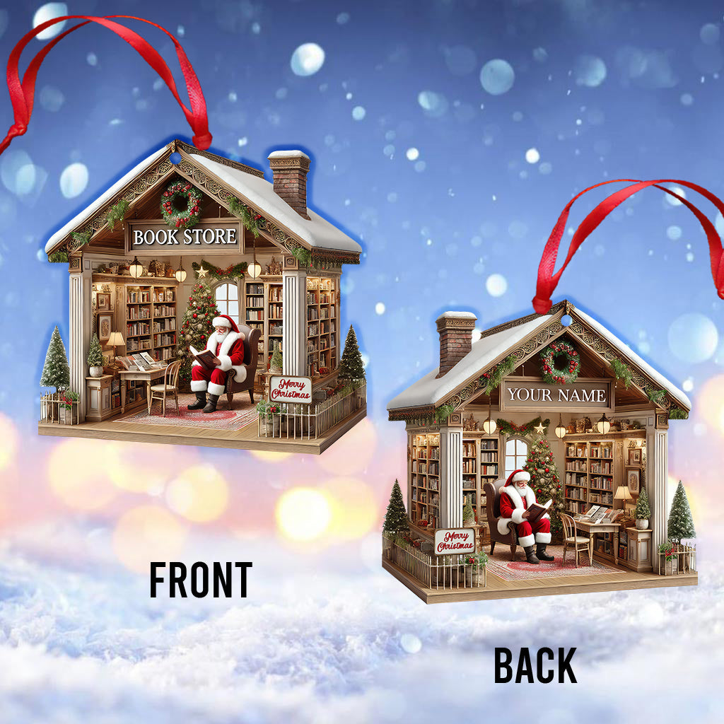 Blisscorners Custom Name Book Store Ornament, Book Lover Christmas Gift2D Flat LM2211